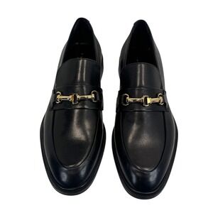 Vagabond Delia Women's 36 US6 Black Leather Loafers Gold Horsebit Minimal Flats